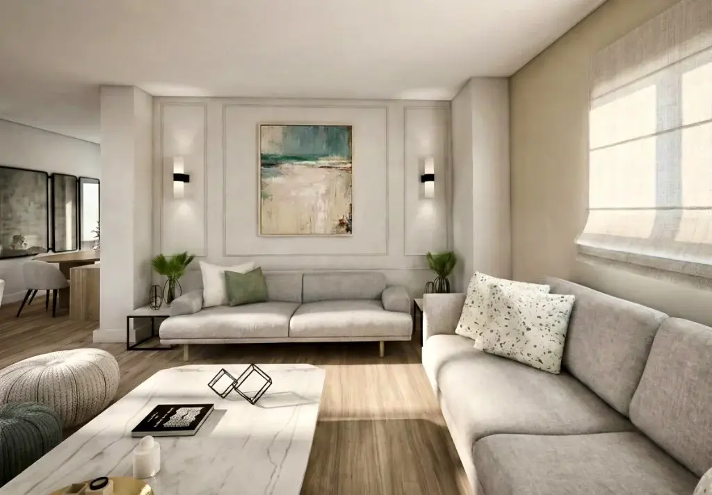 plan 3D d'un salon sous-sol à Villeray