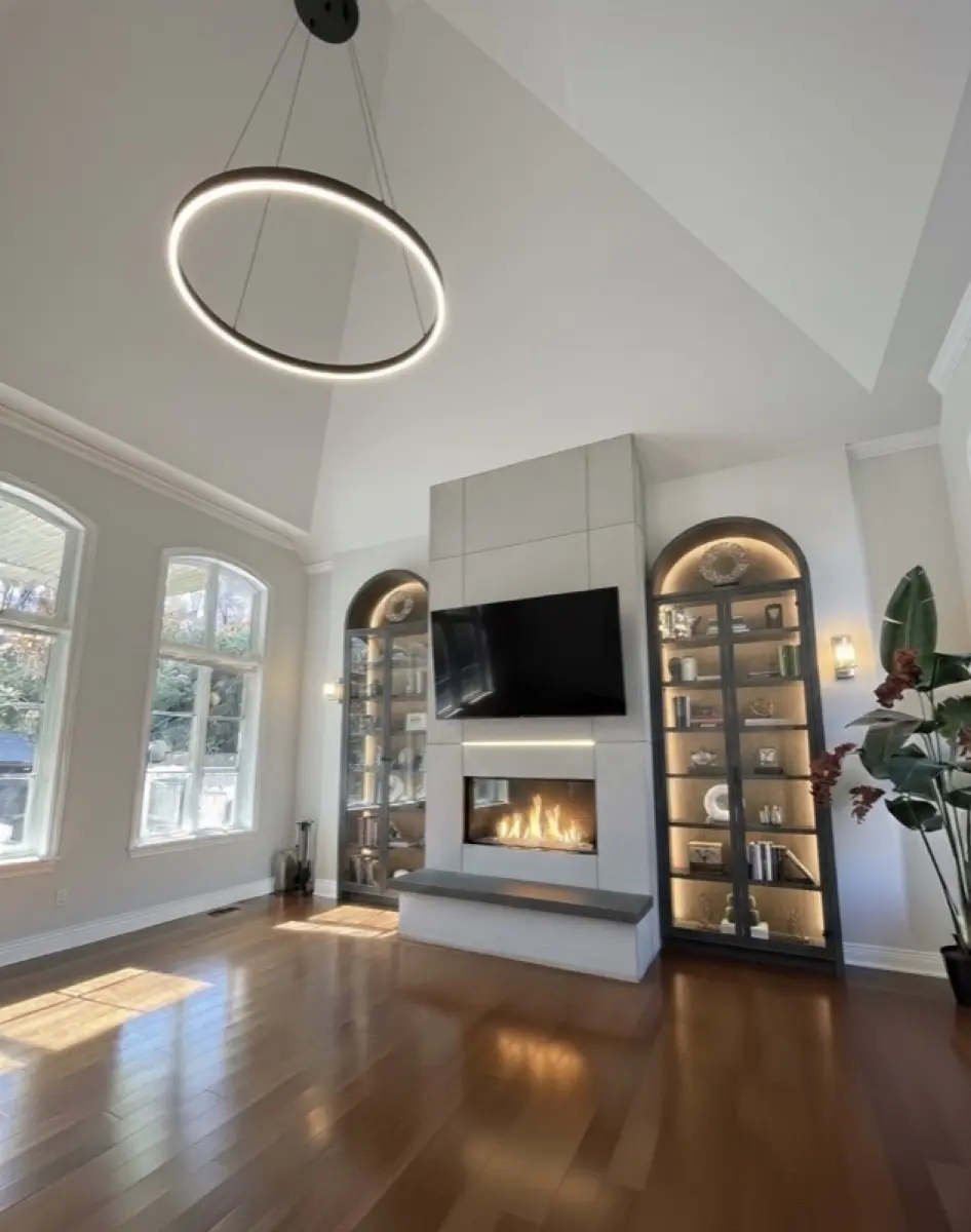 SALON AVEC FOYER - Design d'intérieur Résidentiel par Darelle Design Montréal